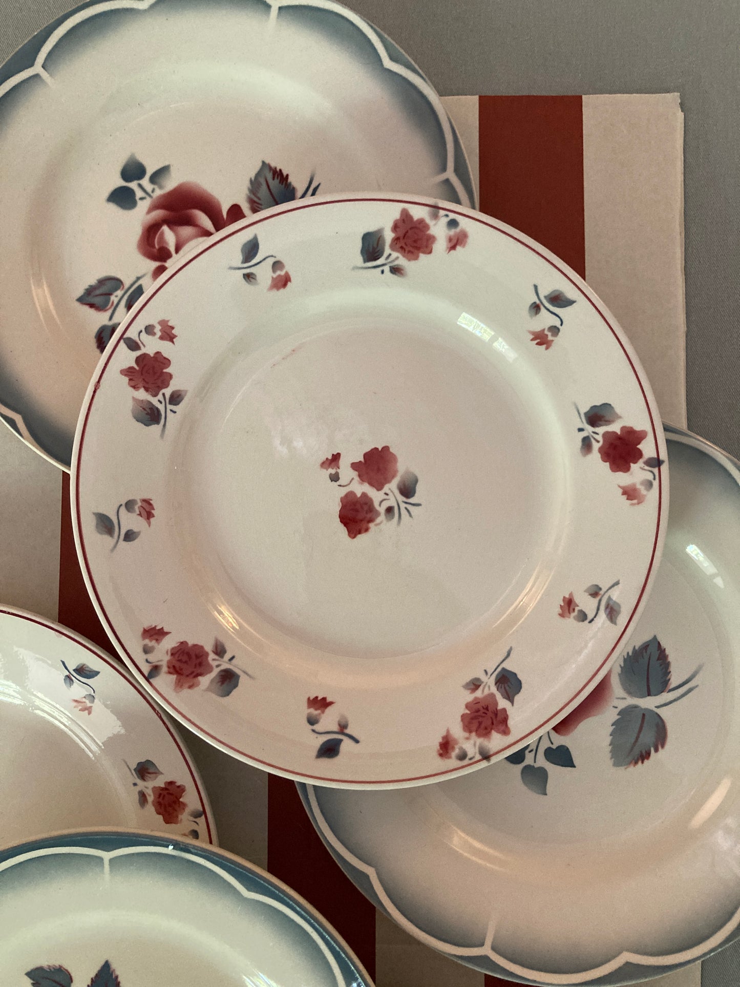 Roses - 6 Assiettes plates
