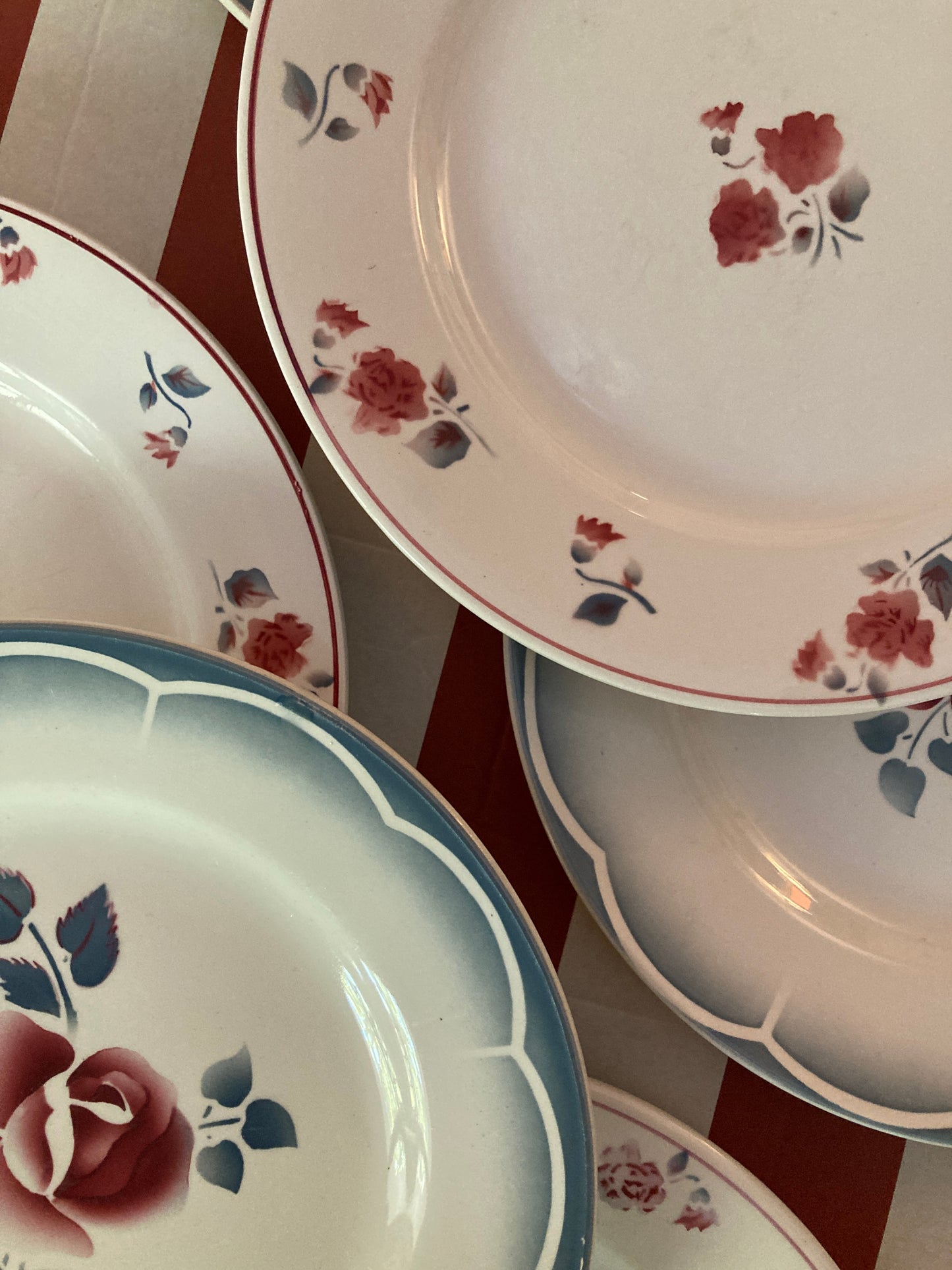 Roses - 6 Assiettes plates